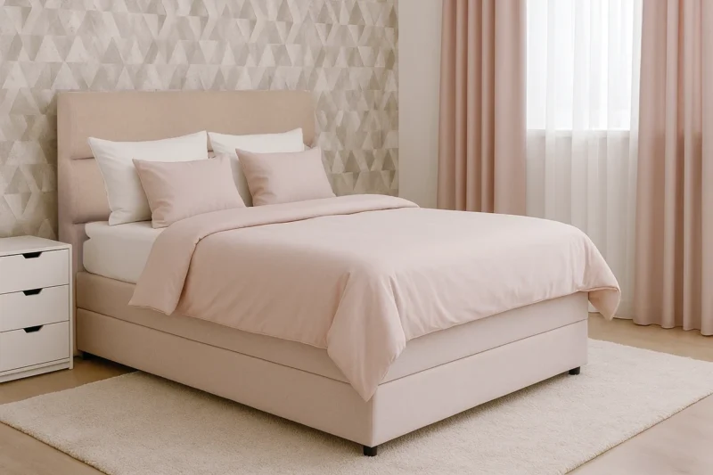 Krevet JOTO sa ravnim linijama i tapaciranim uzglavljem