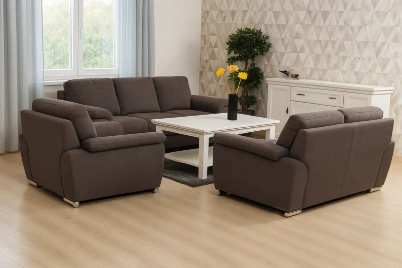 TDF LEA garnitura – trosjed, dvosjed sa kutijom za posteljinu i fotelja, moderna i funkcionalna.