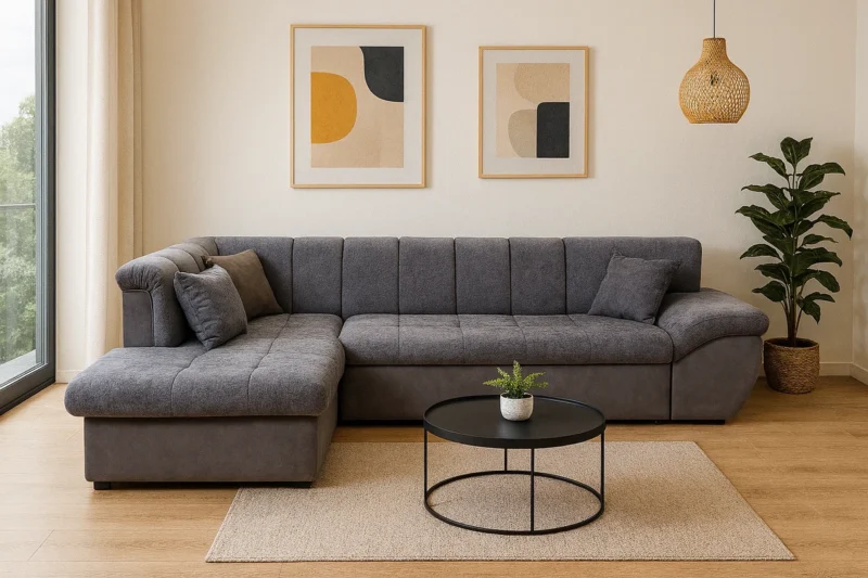 Ugaona garnitura VERONA LKG u modernom enterijeru - sofisticiran dizajn i funkcija razvlačenja